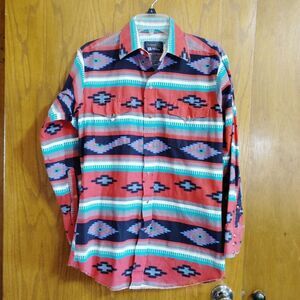 Vintage Panhandle Slim Western Shirt USA Made Size 15.5 / 33 Aztec Snap Front